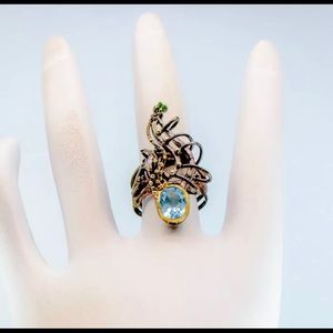 Natural blue topaz ring
